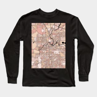 Fort Wayne Map Pattern in Soft Pink Pastels Long Sleeve T-Shirt